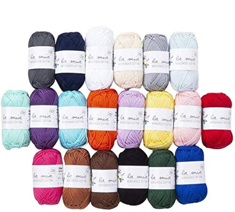 Lamia La Mia 20 Skein 100 Mercerized Cotton Mini Yarn for Knitting and Crochet Total 176 Oz Each 088 Oz 25g  732 Yrds 67m Yarnweight 3 DK Assorted Colors Yarn 