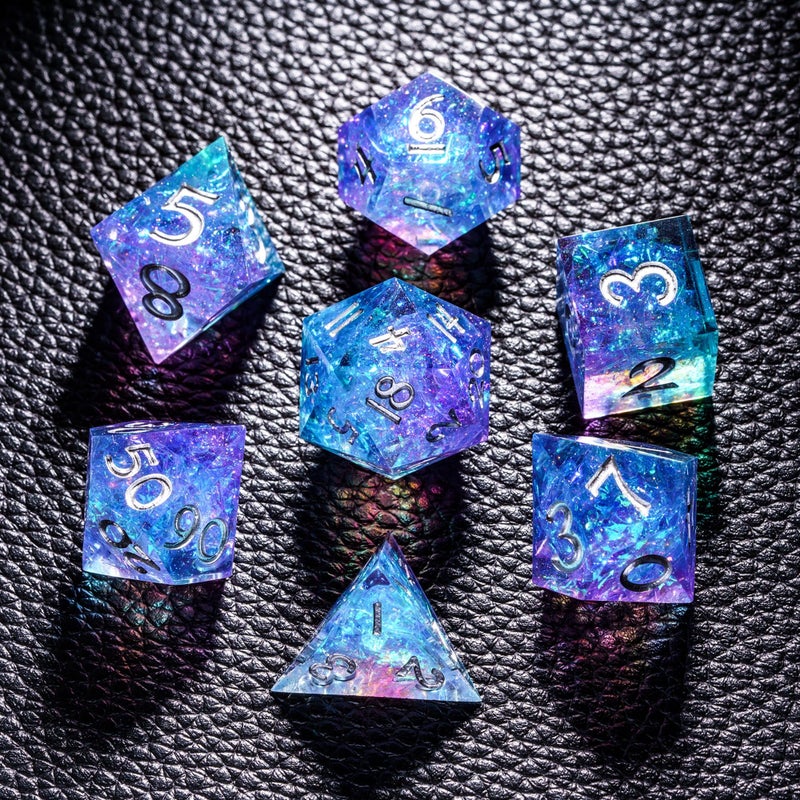 CRITALLIC 7PCS DND Dice SetHandmade Sharp Edge Dice Set DD RPG Polyhedral Diefor Dungeons and Dragons TTRPG Games Roleplaying Games Pathfinderwith Gift BoxPurple and Blue - Image 3