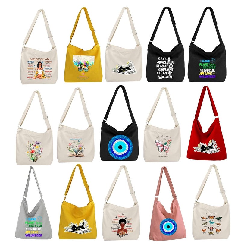 Lify حقيبة كتف قماشية كبيرة الحجم للنساء بتصميم ريترو - 1 قطعة - Image 5