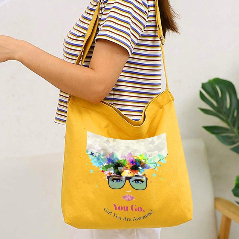 Lify حقيبة كتف قماشية كبيرة الحجم للنساء بتصميم ريترو - 1 قطعة - Image 2