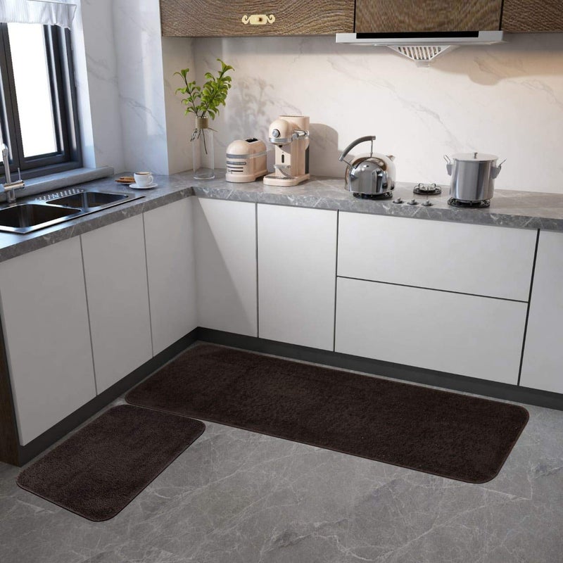 SKIVE India Kitchen Mats Runner with Anti Skid BackingColour Cofee Set of 2 40 x 120 40 x 60 cm - Image 1