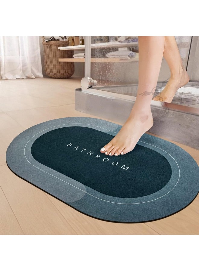SITTELLA® 2 Pieces (3.5mm) Anti-Skid Water Soaking Oval Bathroom Print Rubber Mat, Water Absorbent Mat (40X60Cm) Green - Image 1