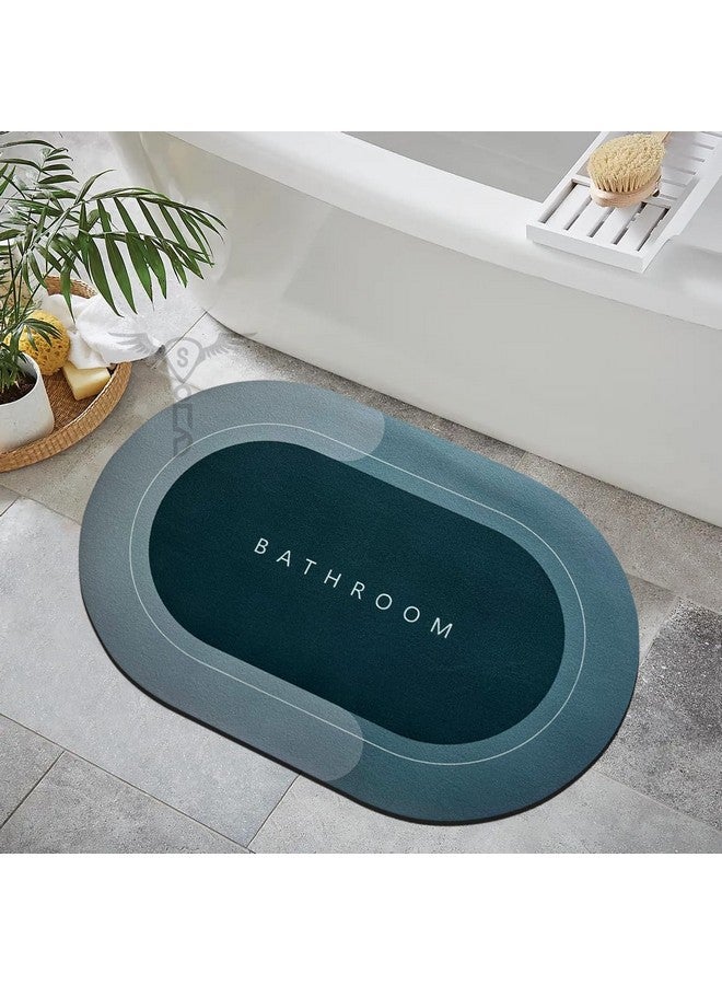 SITTELLA® 2 Pieces (3.5mm) Anti-Skid Water Soaking Oval Bathroom Print Rubber Mat, Water Absorbent Mat (40X60Cm) Green - Image 4
