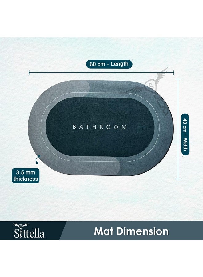 SITTELLA® 2 Pieces (3.5mm) Anti-Skid Water Soaking Oval Bathroom Print Rubber Mat, Water Absorbent Mat (40X60Cm) Green - Image 2