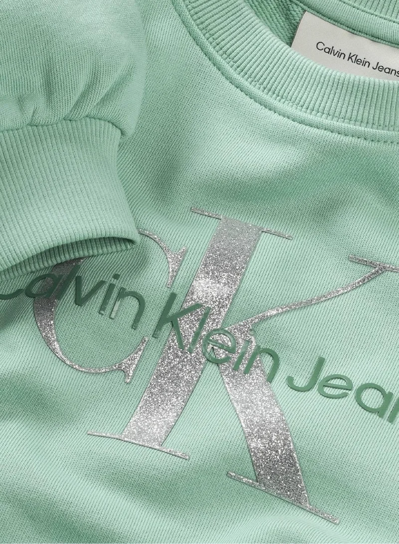 Calvin Klein Jeans Tickled Green Monogram Logo Sweatshirt for Women | Best Price UAE