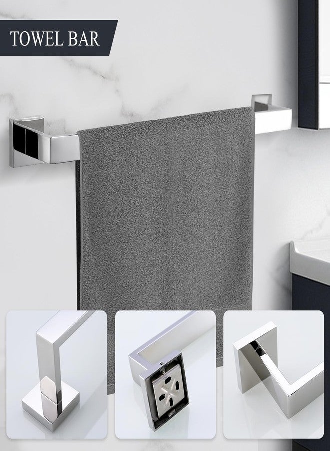 TURS Bathroom Accessories 4-Pieces Bathroom Hardware Set Polished Chrome Towel Bar Set Stainless Steel Towel Holder Set - Image 4