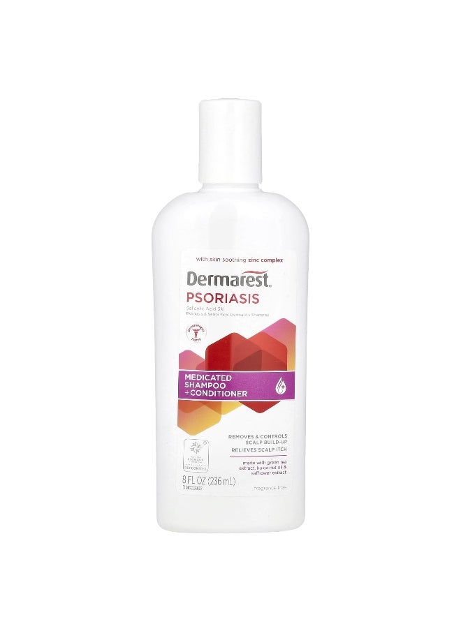 Dermarest Dermarest, Psoriasis, Maximum Strength Medicated Shampoo + Conditioner, Fragrance Free, 8 fl oz (236 ml)  - Image 1
