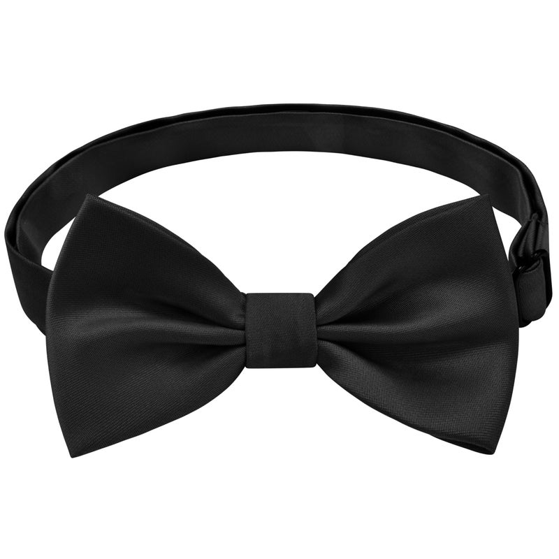 Branduce Black Bow Ties for Boys Pre Tied Toddler Bow Tie Adjustable Silk Blend Kids Bowties for Wedding Party (BB12-07) - Image 3