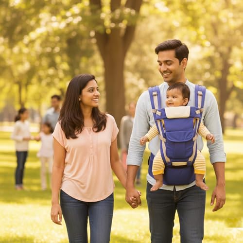 Safe-O-Kid Newborn Baby Carrier with Hip Seat, 4 in 1 Baby Carrier with Detachable Hip Seat, Ergonomically Designed, 3-36 Months, Upto 15KG, Blue - Image 2