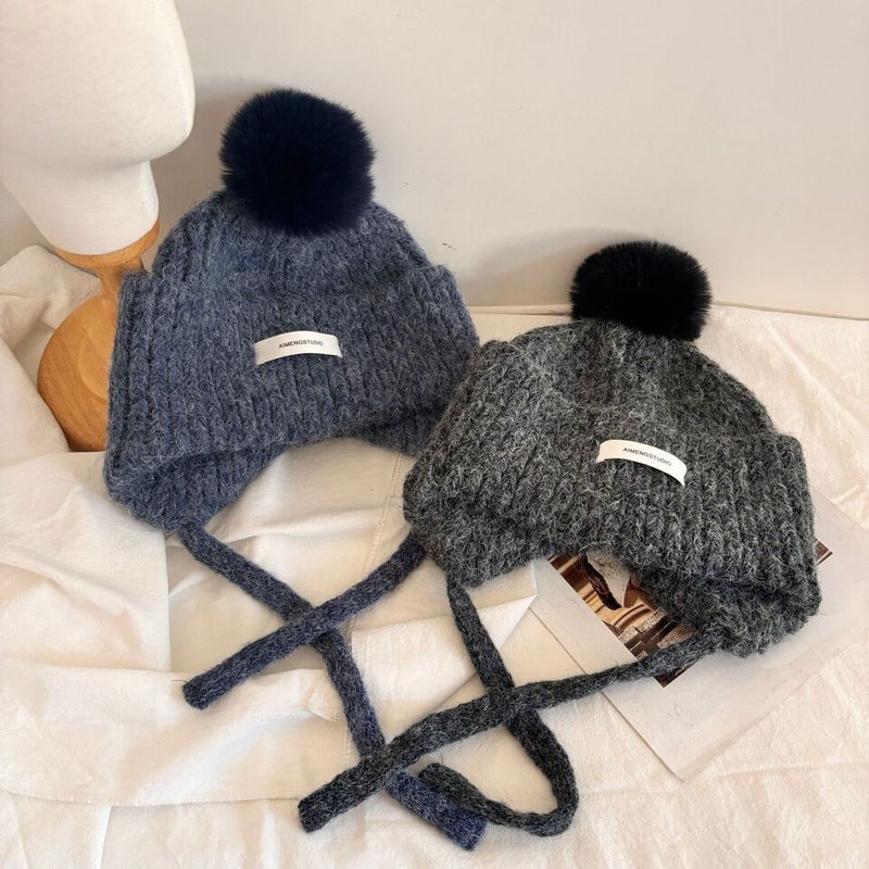 Cute Beanie Women Winter Fleece Warm Ear Protection Knit Hat Acrylic - Image 3