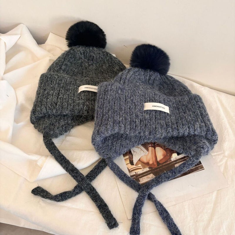 Cute Beanie Women Winter Fleece Warm Ear Protection Knit Hat Acrylic - Image 2