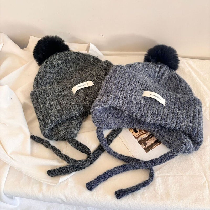 Cute Beanie Women Winter Fleece Warm Ear Protection Knit Hat Acrylic - Image 4