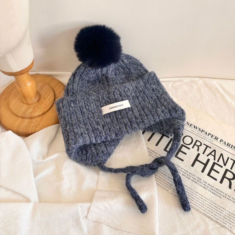 Cute Beanie Women Winter Fleece Warm Ear Protection Knit Hat Acrylic - Image 1