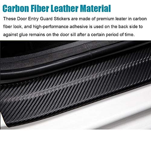 LEXLEY for Honda 2005-2023 2024 2025 2026 4-Door Civic Carbon Fiber Style Leather Door Sill Protector Anti-Dirty Scuff Plate Cover Guard Sills Protector Trim,Welcome Pedal Protect 4PCS -RED - Image 3