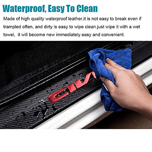 LEXLEY for Honda 2005-2023 2024 2025 2026 4-Door Civic Carbon Fiber Style Leather Door Sill Protector Anti-Dirty Scuff Plate Cover Guard Sills Protector Trim,Welcome Pedal Protect 4PCS -RED - Image 5