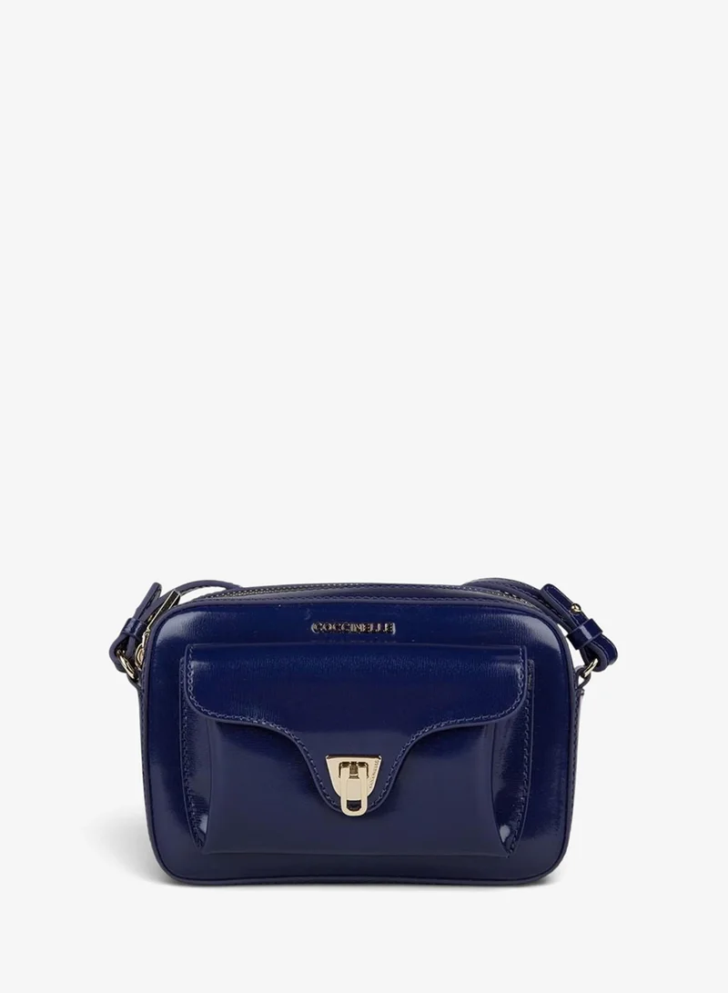 Coccinelle Blue Beat Shiny Calf Leather Crossbody Bag for Women | Best Price UAE