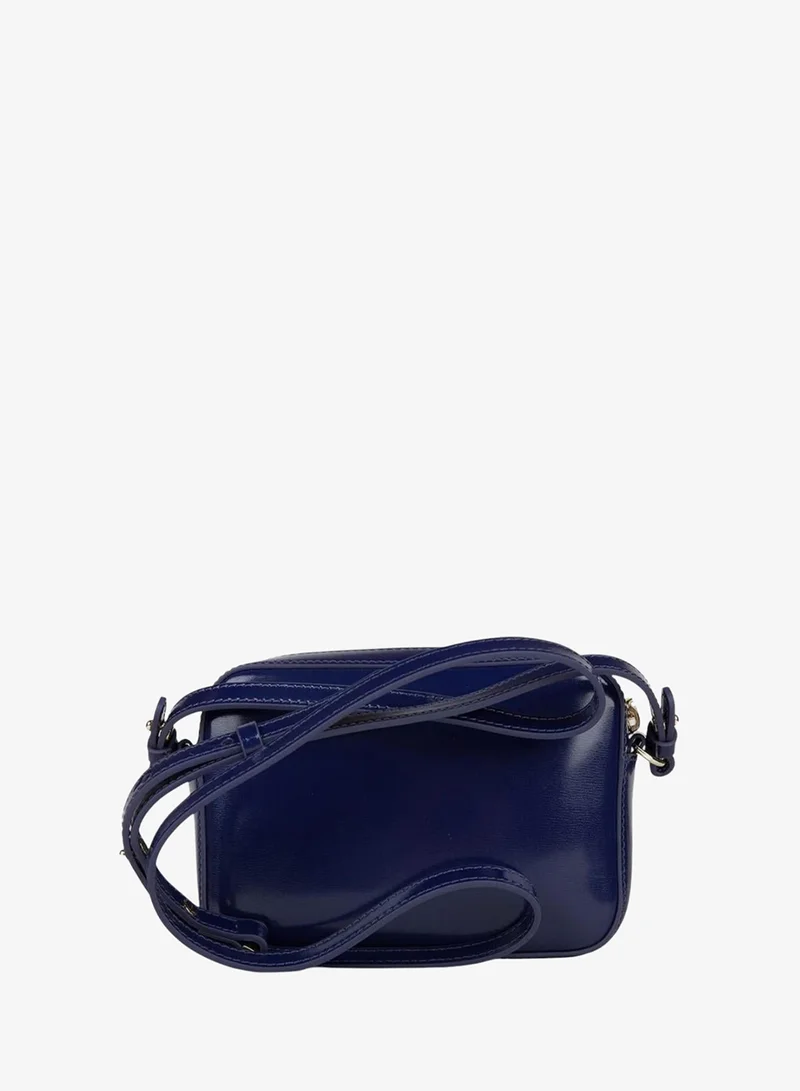 Coccinelle Blue Beat Shiny Calf Leather Crossbody Bag for Women | Best Price UAE