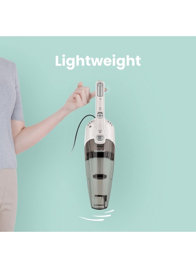 Comfee' COMFEE ' Vacuum Cleaner 2 in 1 Handheld Stick Cleaner 5M Long Cord Lightweight Powerful 600W 16000Pa Suction 0.5L Large Capacity Excellent Central Filtration System for Car Home Kitchen Hair- White  - Image 3