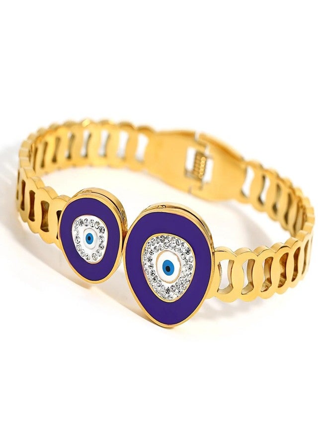 VIEN Gold Plated Bangles Bracelets Hip Hop Jewelry Shiny Micro Inset Diamond Evil Eyes Stainless Steel Bracelet - Image 1