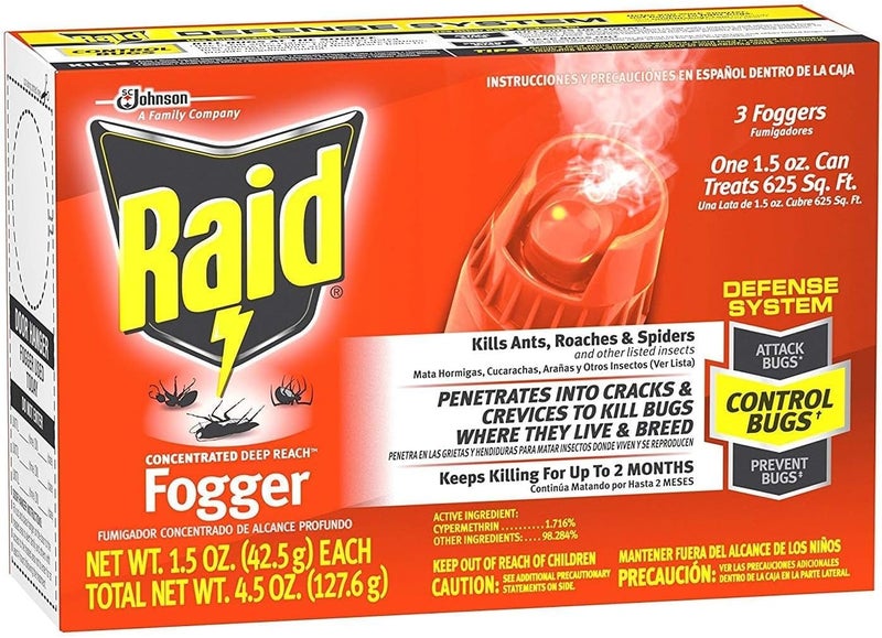 Raid Concentrated Deep Reach Fogger - Kills Ants, Roaches & Spiders - 3 Pack - Image 1