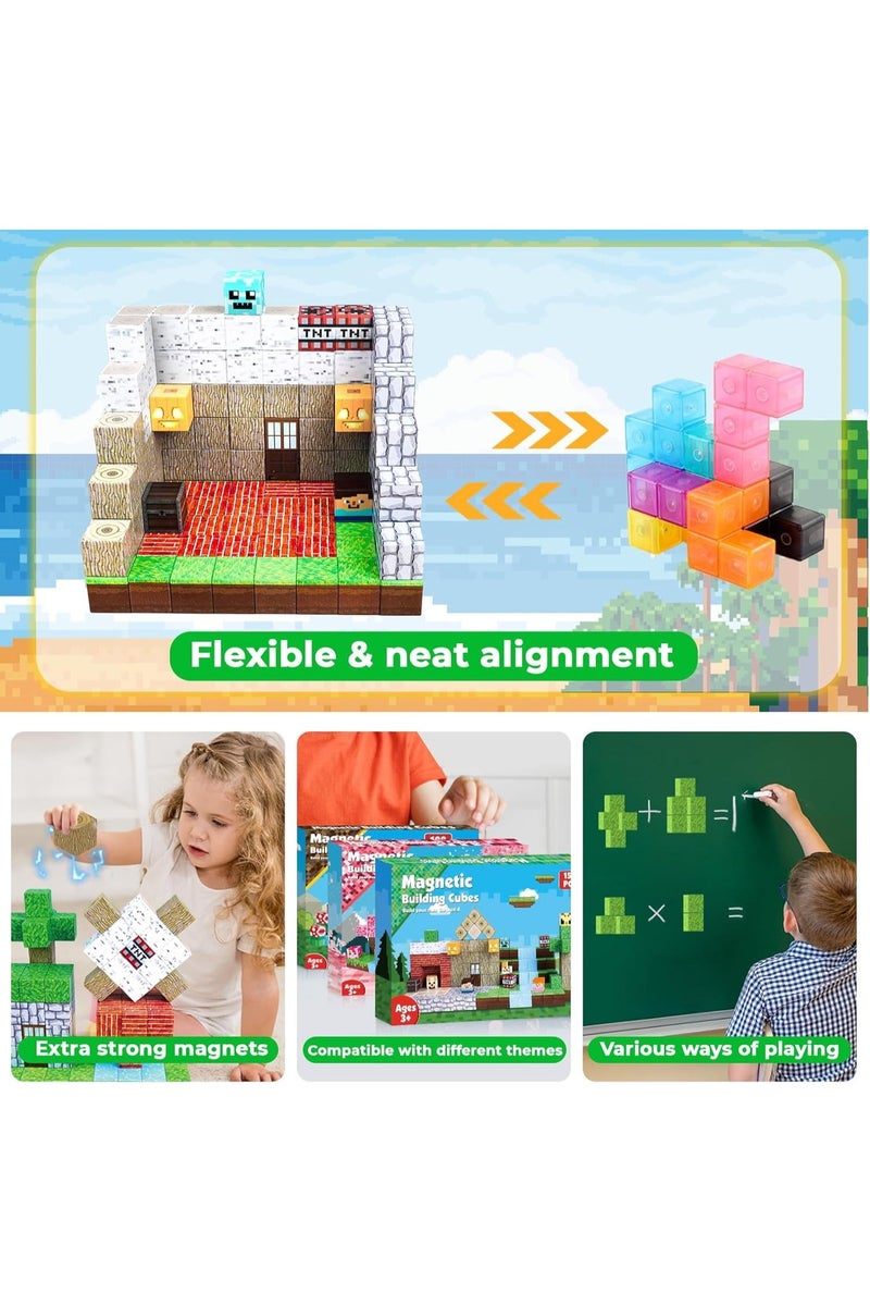 Beauenty Magnetic Blocks, 150 PCS Children's Building Toys, STEM Sensory Toys, Kids Magnet World Set, Themed Gift for Children Ages 3+ (Primitive Tribal Era) - Image 3