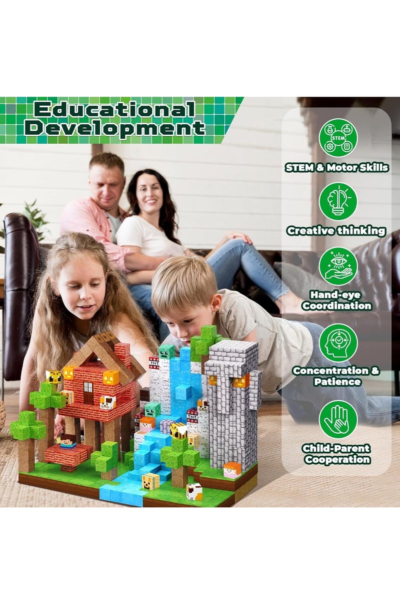 Beauenty Magnetic Blocks, 150 PCS Children's Building Toys, STEM Sensory Toys, Kids Magnet World Set, Themed Gift for Children Ages 3+ (Primitive Tribal Era) - Image 4