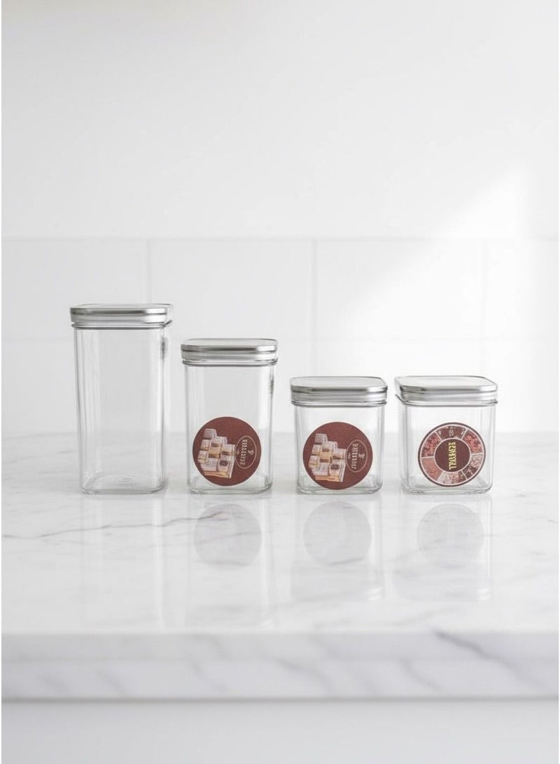 طقم برطمانات حفظ بهارات أكريليك شفاف – 4 قطع - Image 3