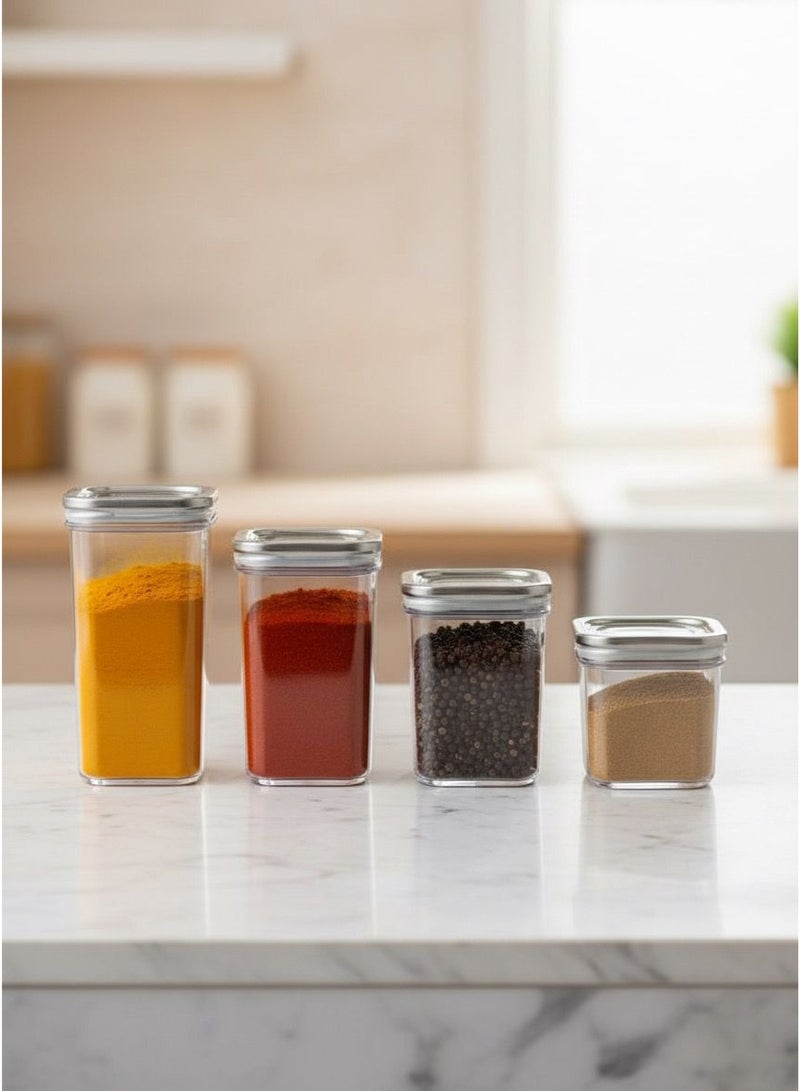 طقم برطمانات حفظ بهارات أكريليك شفاف – 4 قطع - Image 2
