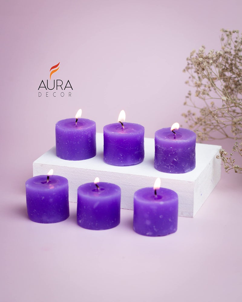 AURA DECOR AuraDecor Set of 6 Fragrance Votive Candles (Burning Time 5 Hours) (3 * 3.5 cm) (Lavender) - Image 3