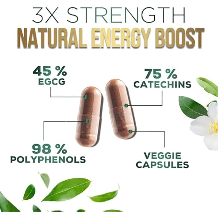 SilverOnyx Green Tea Extract 1000mg Per Serving - 98% Polyphenols & 45% EGCG Capsules, Heart Support with Antioxidants - 3X Absorption Green Tea Pills Supplement, Natural Energy, Gentle Caffeine - 240 Capsules - Image 3