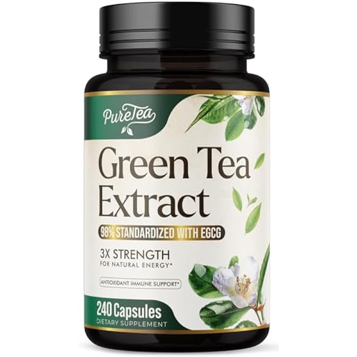 SilverOnyx Green Tea Extract 1000mg Per Serving - 98% Polyphenols & 45% EGCG Capsules, Heart Support with Antioxidants - 3X Absorption Green Tea Pills Supplement, Natural Energy, Gentle Caffeine - 240 Capsules - Image 1