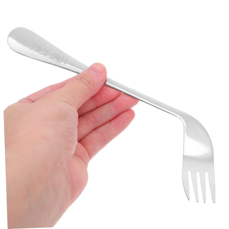 ملاعق وشوك من الفولاذ المقاوم للصدأ بزاوية مائلة لليد اليسرى، أدوات تكيفية مريحة للمرضى المسنين - Image 5