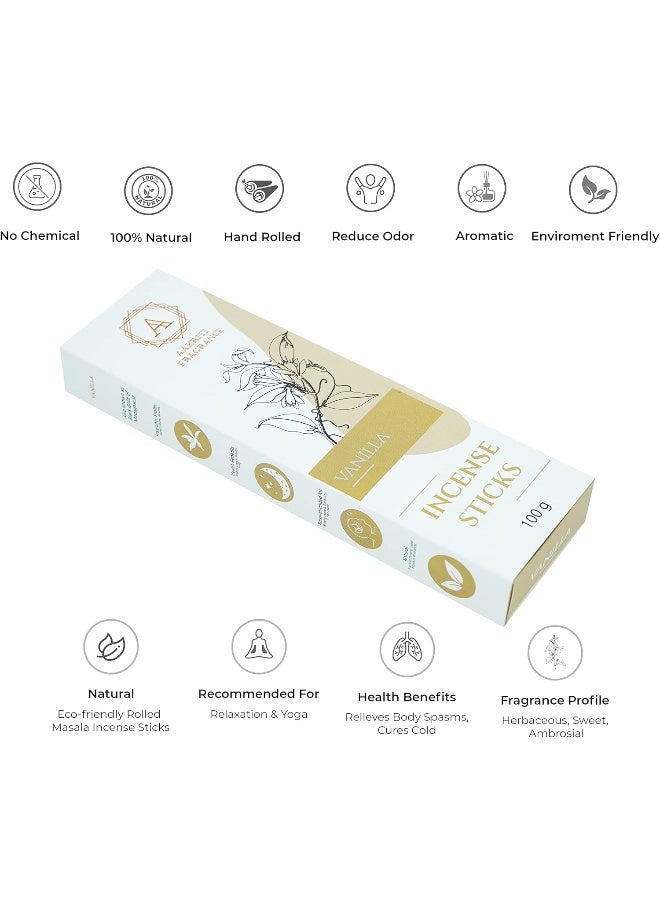 Aakriti Gallery 100 Gram Pack Natural Premium Aroma Organic Hand Rolled Masala Incense Sticks (Vanilla) - Image 5