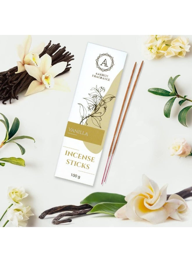 Aakriti Gallery 100 Gram Pack Natural Premium Aroma Organic Hand Rolled Masala Incense Sticks (Vanilla) - Image 1
