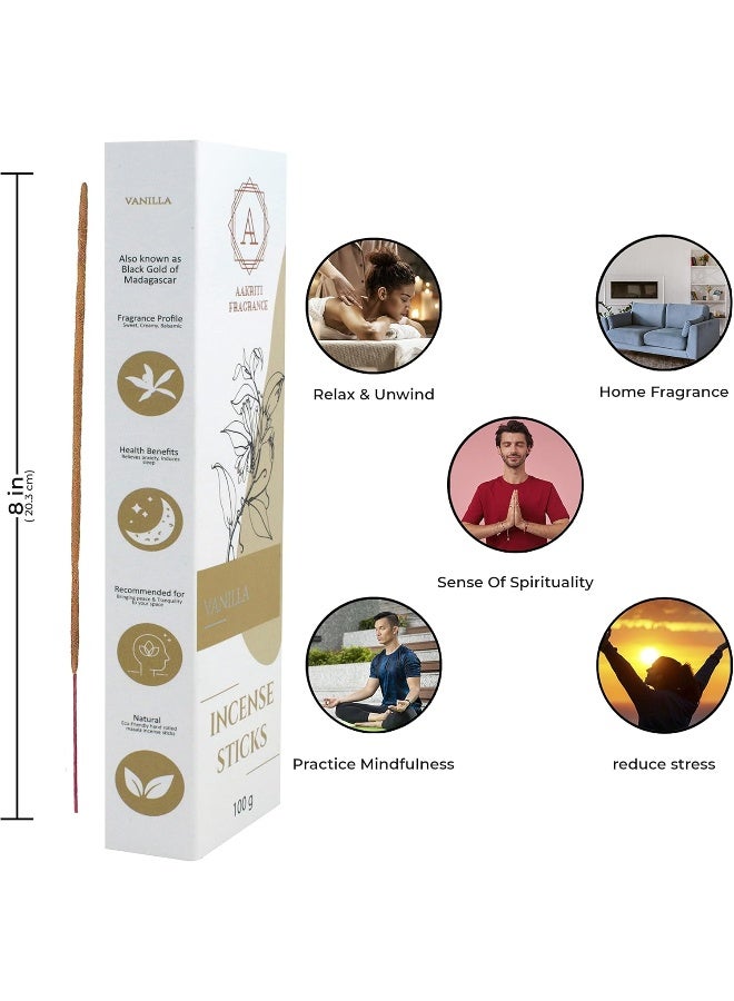 Aakriti Gallery 100 Gram Pack Natural Premium Aroma Organic Hand Rolled Masala Incense Sticks (Vanilla) - Image 4
