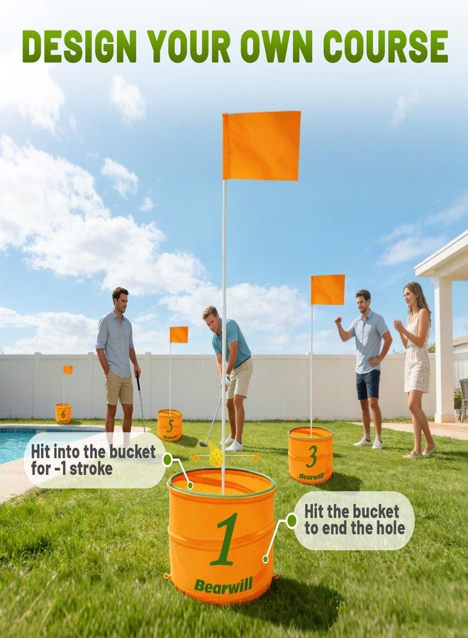 Bearwill Golf Bucket Game for Family, Adults and Kids Portable 6 Hole Golf Course with Balls and Flag, Outdoor Indoor Golf Yard Game for Park, Beach, Lawn, Camping - Image 2