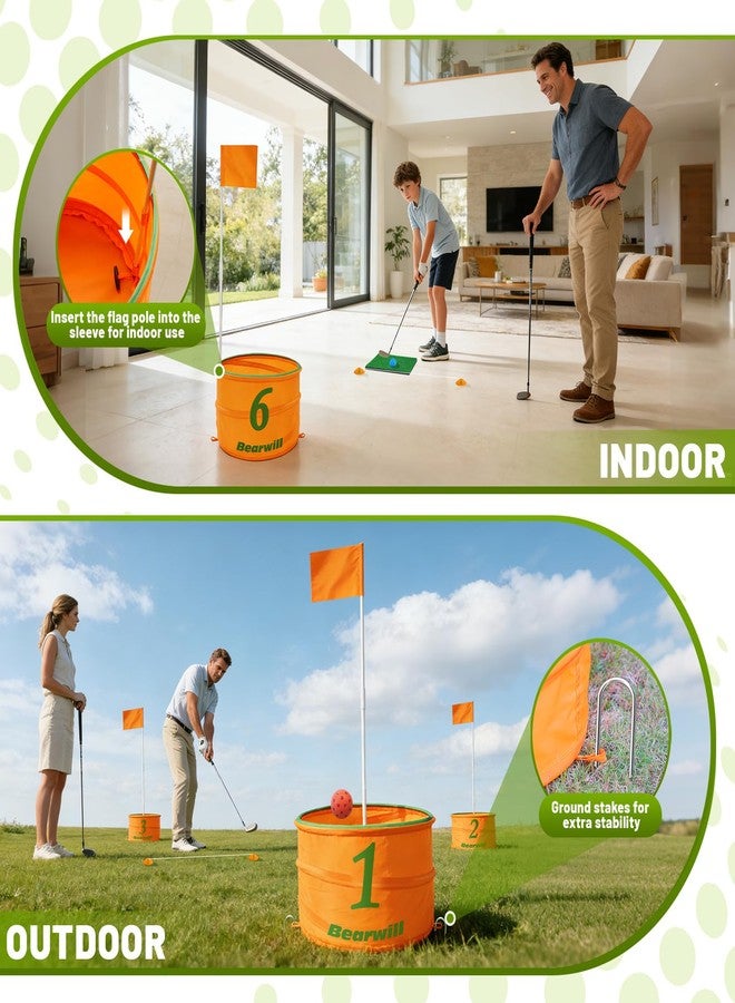 Bearwill Golf Bucket Game for Family, Adults and Kids Portable 6 Hole Golf Course with Balls and Flag, Outdoor Indoor Golf Yard Game for Park, Beach, Lawn, Camping - Image 3