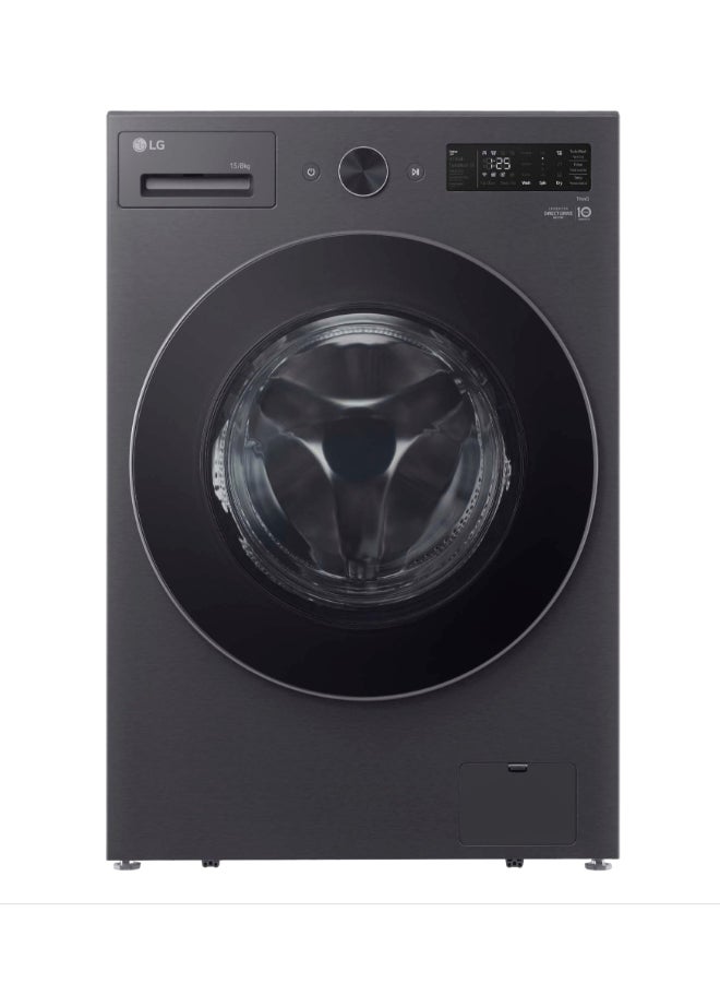 LG Front Load Washer/Dryer, 15kg / 8Kg, 6 Motion Direct Drive, Matte Black WSN1508BMT Matt Black - Image 1