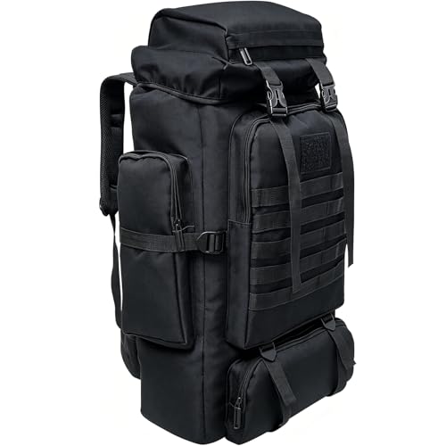 Ogetok 80L Hiking Backpack Camping Rucksack 80 liters Large Capacity Outdoor Knapsack Travel Climbing Mountaineering Carry On Backpack Bag Trekking Backpacking for Men Women Black - Image 1