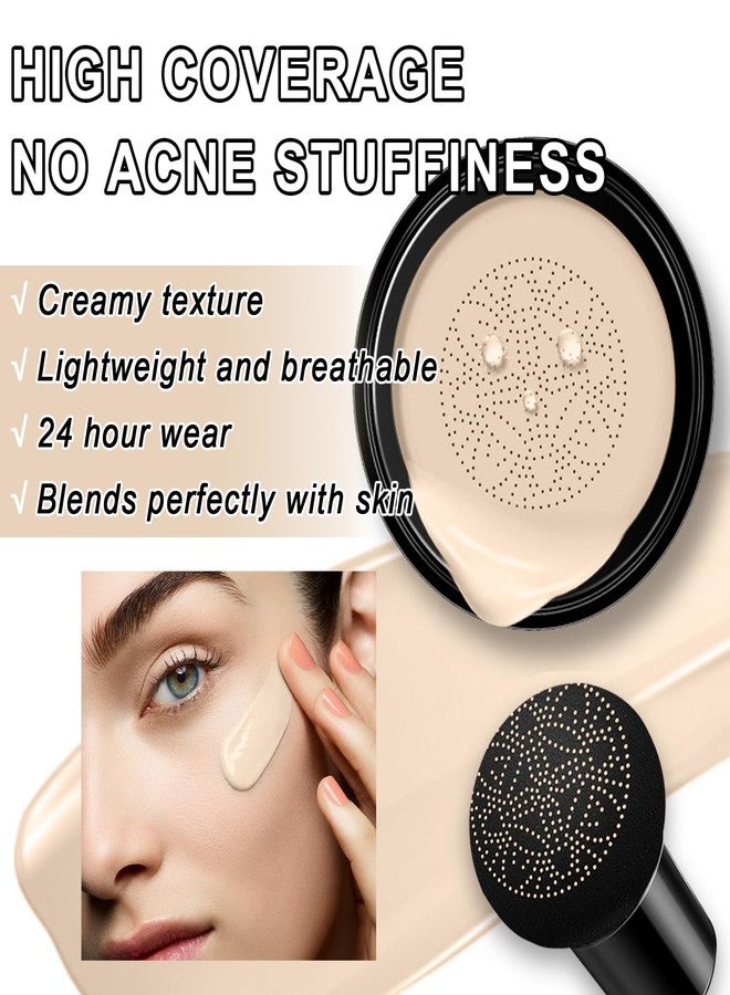 LemonSac Mushroom Head Air Cushion CC Cream Foundation - Moisturizing Concealer for Even Skin Tone - Makeup Base Primer (#01 Ivory White) - Image 2