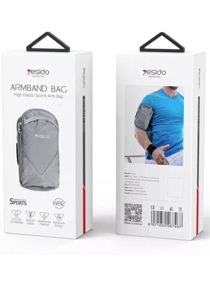 Yesido WB12 High Elastic Sports Armband Bag – Lightweight Running Arm Pouch for Gym, Workout, Jogging, Cycling – Universal Phone Holder with Adjustable Strap - Image 4