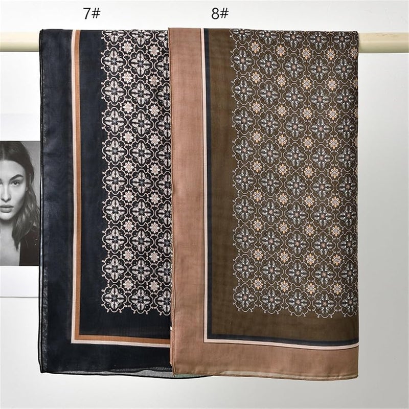 Square Neck Scarf Polyester Large Neckerchief Color 3 Unique Hemming Stylish Print - Image 5