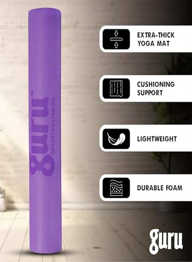 GURU Eva Yoga Mat For Men & Women, Anti Slip Mat for Gym Workout (Purple, 6mm) - Image 3