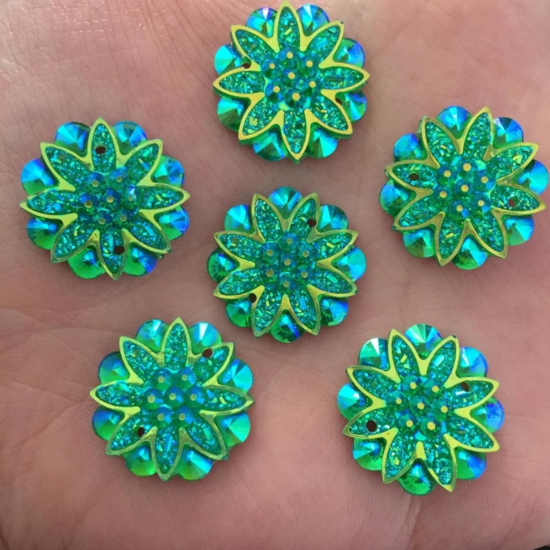 Coat Buttons,Replacement Snap Buttons,20 Pcs Resin 18mm Bling Flower Flat Back Rhinestone Buttons Ornaments Wedding Appliques-Red (Color : Random Mixed, Size : One Size) - Image 4