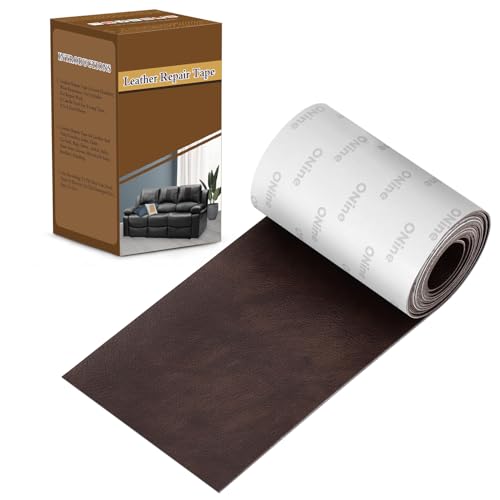 ONine Leather Repair Patch，Leather Repair Tape, 3 x 60 inches Leather Repair Patch for Furniture,Vinyl Repair Kit，Leather Couch Patch，for Sofas, Furniture, Car Seats, Office Chairs(Dark Brown) - Image 1