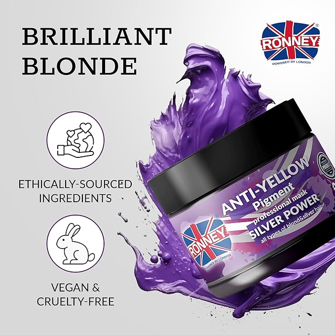 RONNEY Purple Shampoo for Blonde Hair that Eliminates Brassy Tones and Yellow Tint 300ml Professional Blonde Shampoo for Bleached Silver Grey Hair No Yellow Formula that Lightens Adds Shine - Image 2