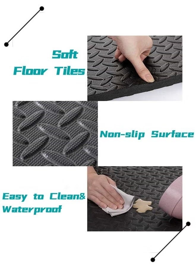 EVA Foam Floor Mat,Interlocking Exercise Mats for Home Gym,Multi-purpose Patchwork Flooring,Children's Patchwork Crawling Mat, Home Bedroom Floor Mat, Thickened Crawling Mat,Thickened Crawling Mat, EVA Summer Jigsaw Carpet.(Black) - Image 4