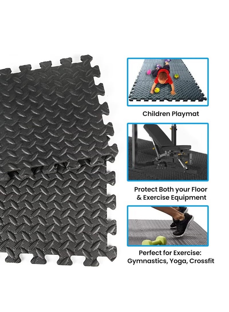 EVA Foam Floor Mat,Interlocking Exercise Mats for Home Gym,Multi-purpose Patchwork Flooring,Children's Patchwork Crawling Mat, Home Bedroom Floor Mat, Thickened Crawling Mat,Thickened Crawling Mat, EVA Summer Jigsaw Carpet.(Black) - Image 3