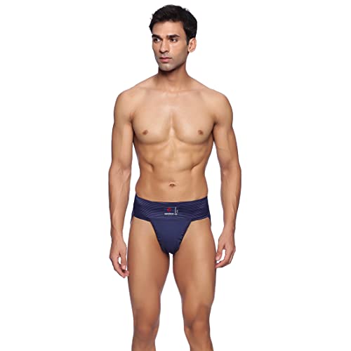 omtex Athletic Gym Cotton Stretchable Supporter Jockstraps with Cup Pocket, Ideal for Workout and Sports Quick Dry Moisture Wicking Underwear Navy Blue -Large - Image 4