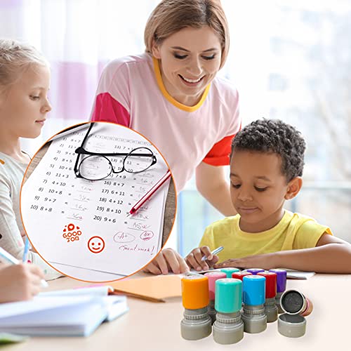 Retainbre 12 Sorted Teacher Stamps for Classroom, Self-Inking Rubber Colorful Teacher Stamps for Grading Homework, Mood Expressions Stamps for Office Stationery Encouraging Comments - Image 3